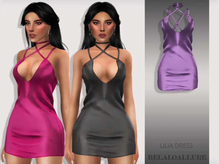 Vista previa de Lilia vestido, ropa de belaloallure3 para Los Sims 4.