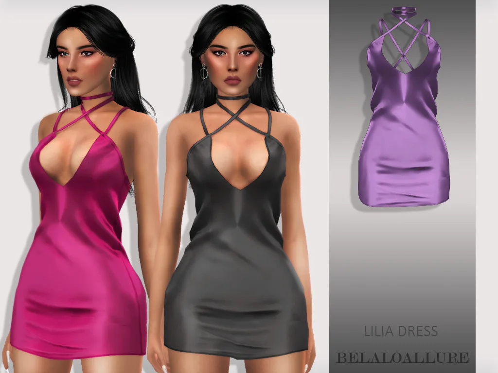 Vista previa de Lilia vestido, ropa de belaloallure3 para Los Sims 4.
