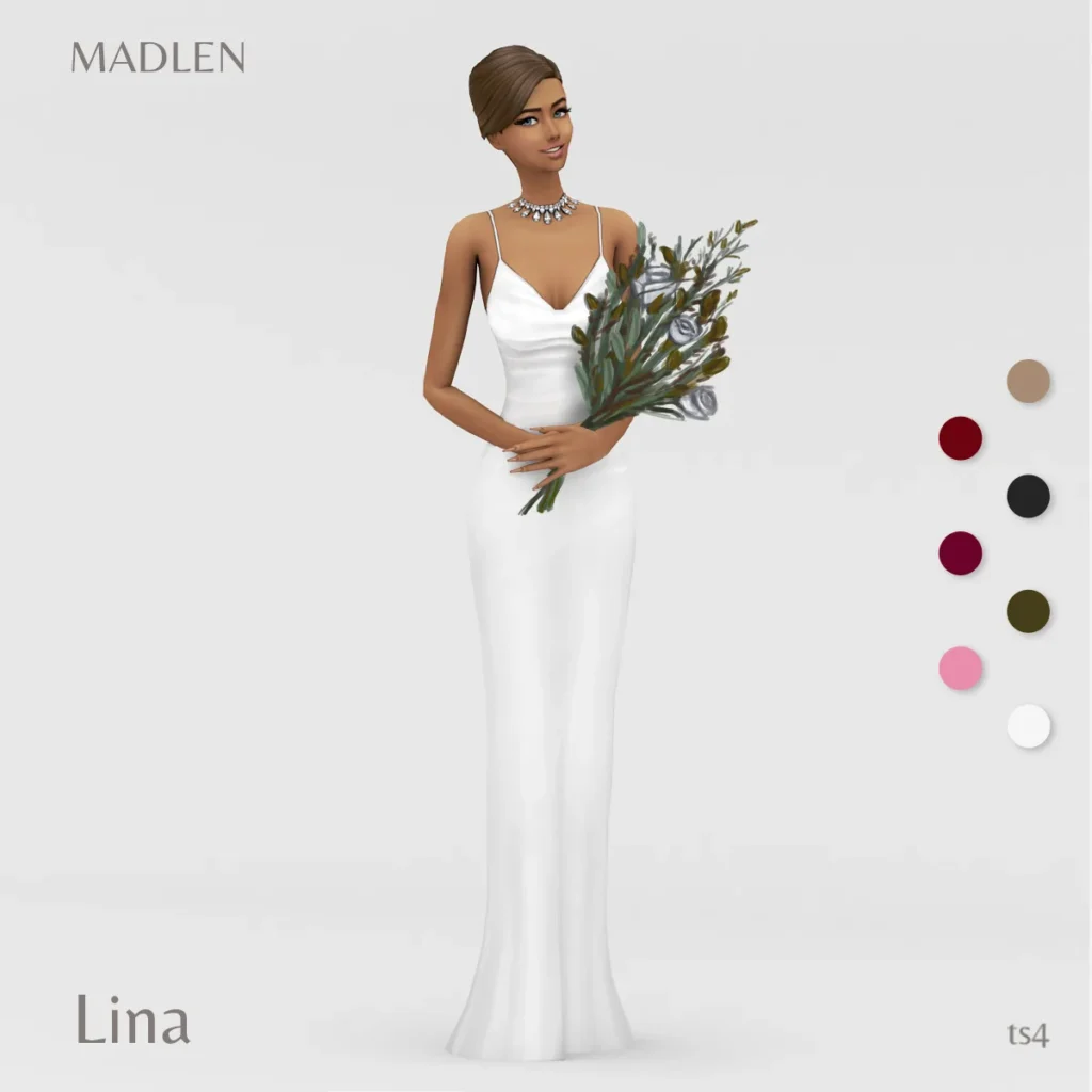 Vista previa de Lina vestido i imagined this as a wedding vestido, ropa de madlensims para Los Sims 4.