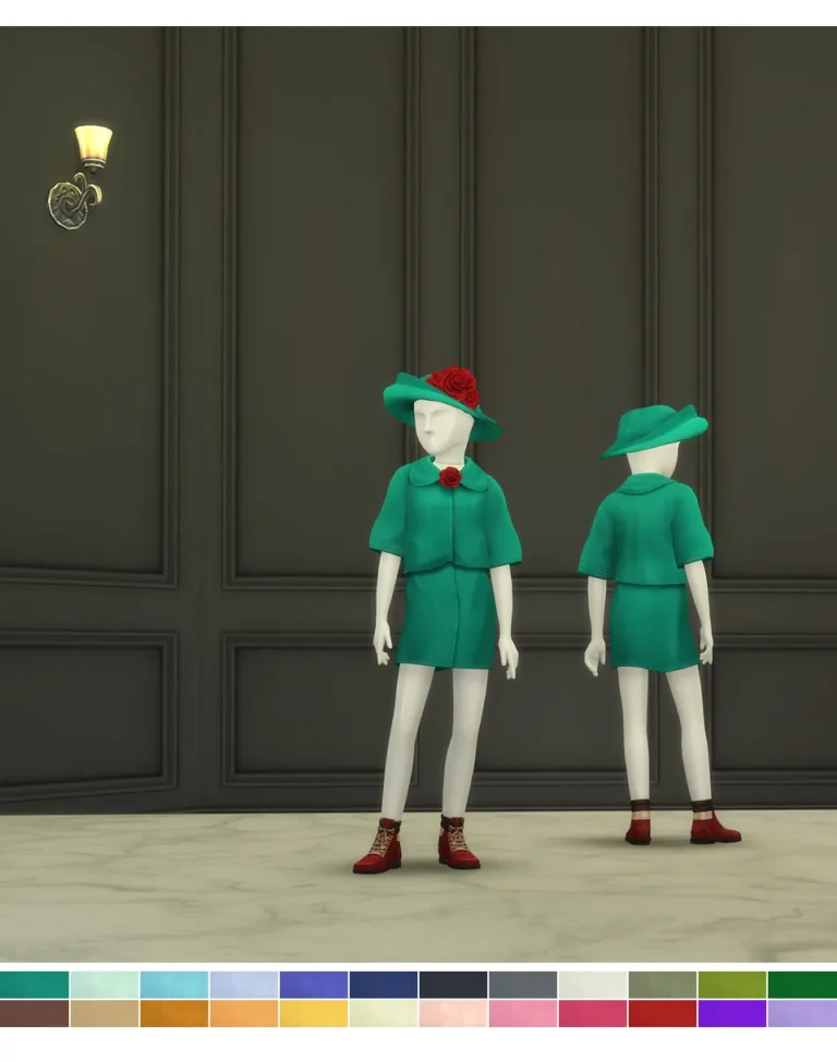 Vista previa de Little Lady of vestido & Hat (24 color), accesorios de rustys-cc para Los Sims 4.