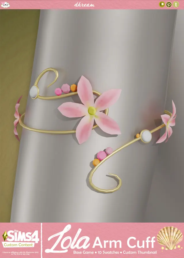 Vista previa de Lola Arm Cuff, accesorios de dhreamcc para Los Sims 4.