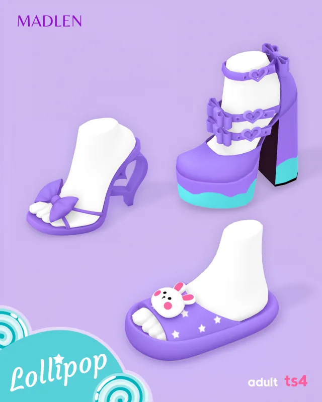 Vista previa de Lollipop colección sweet sassy and a little bit, zapatos de madlensims para Los Sims 4.
