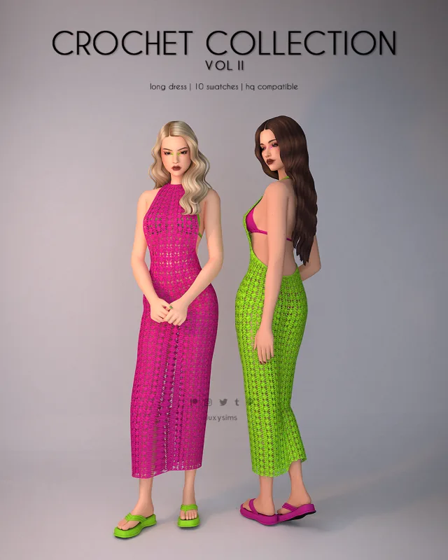 Vista previa de Long vestido - Crochet colección II, ropa de luxysims para Los Sims 4.