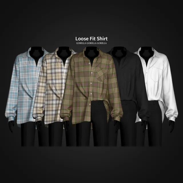 Vista previa de Loose Fit Shirt, ropa de gorillax3-cc para Los Sims 4.