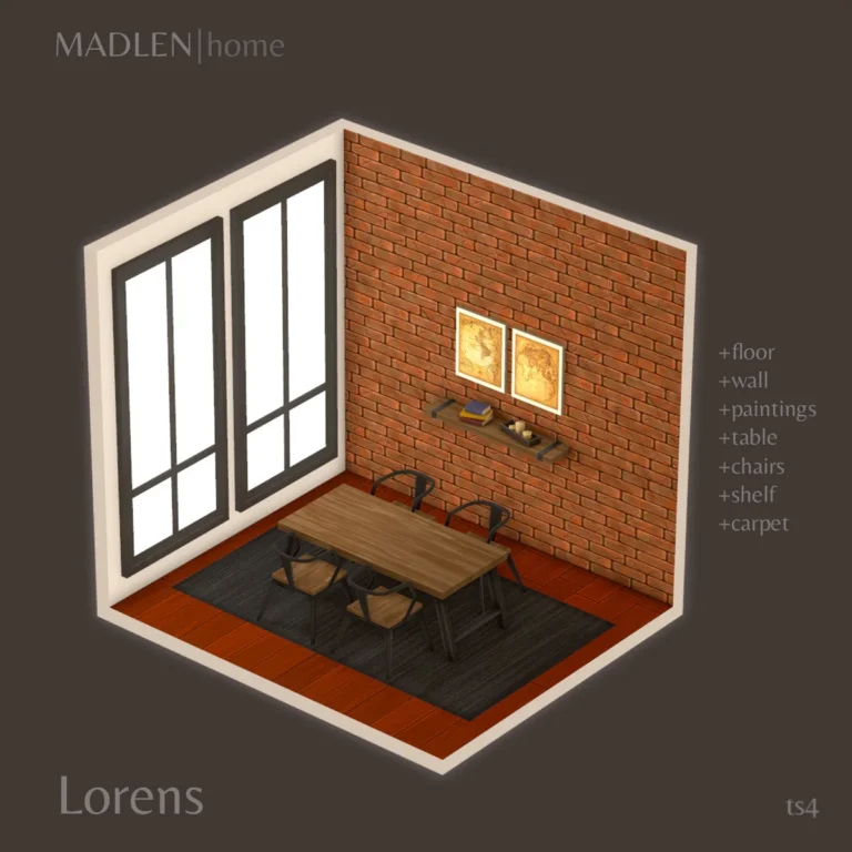 Vista previa de Lorens dining set industrial dining set great, muebles de madlensims para Los Sims 4.