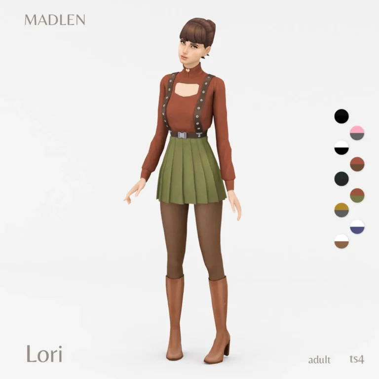 Vista previa de Lori conjunto autumn vibes download patreon, ropa de madlensims para Los Sims 4.