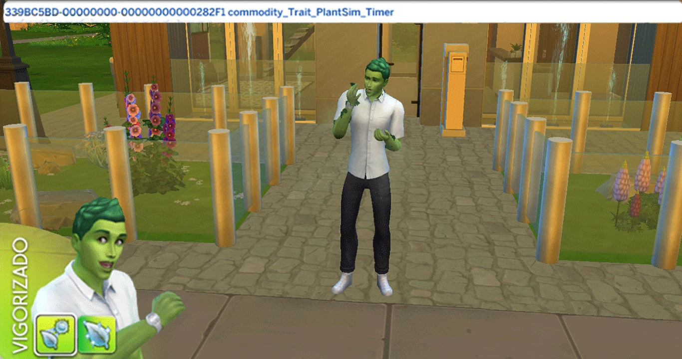 Dos Sims con aspecto vegetal en Los Sims 4
