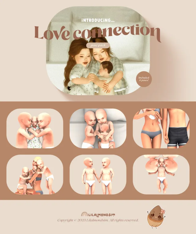 Vista previa de Love connection — 𝒑𝒐𝒔𝒆 𝒑𝒂𝒄𝒌, poses de lilalmondsim para Los Sims 4.