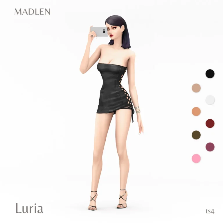 Vista previa de Luria vestido sexy short vestido featuring a side, ropa de madlensims para Los Sims 4.