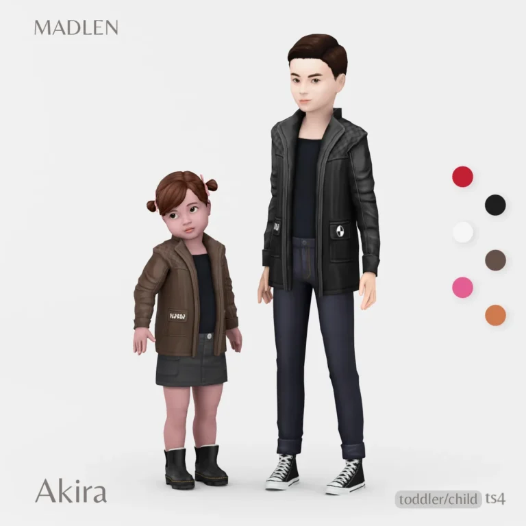 Vista previa de Madlen akira jacket stylish leather jacket for, ropa de madlensims para Los Sims 4.