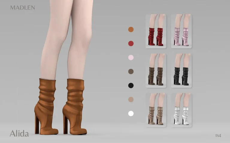 Vista previa de Madlen alida boots new slouchy boots for your, zapatos de madlensims para Los Sims 4.