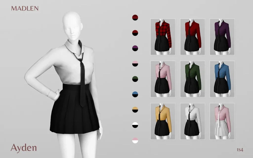 Vista previa de Madlen ayden conjunto new college inspired look, ropa de madlensims para Los Sims 4.