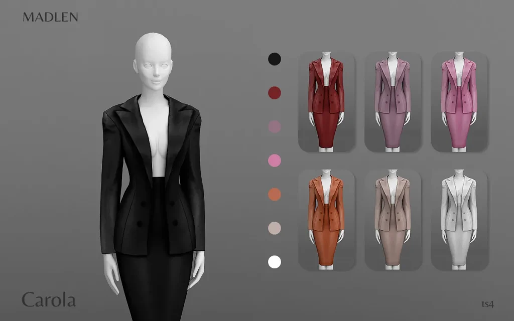 Vista previa de Madlen carola conjunto embrace your sexy side long, ropa de madlensims para Los Sims 4.