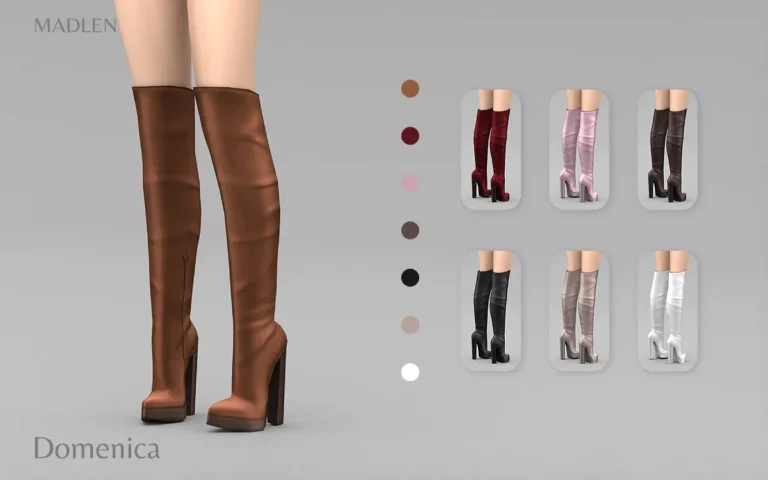 Vista previa de Madlen domenica boots perfect for rainy weather, zapatos de madlensims para Los Sims 4.