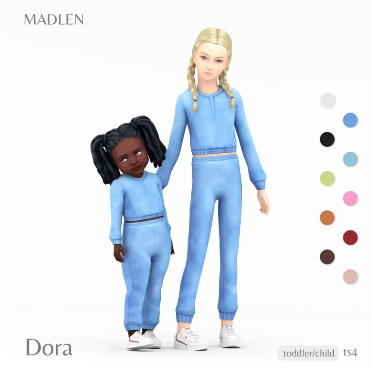 Vista previa de Madlen dora conjunto new conjunto for our younger, ropa de madlensims para Los Sims 4.