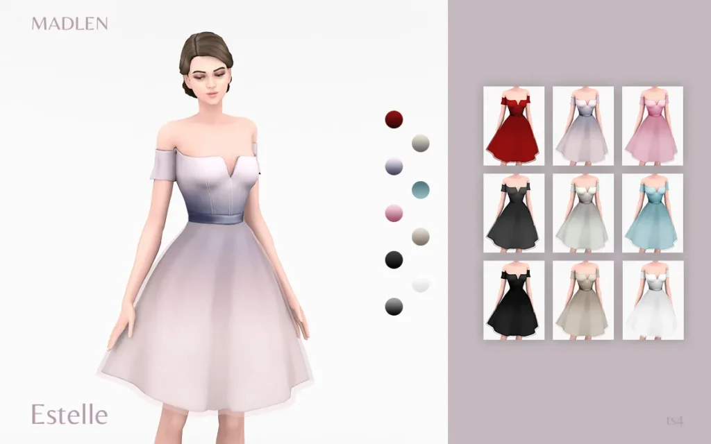 Vista previa de Madlen estelle vestido valentines day special, ropa de madlensims para Los Sims 4.