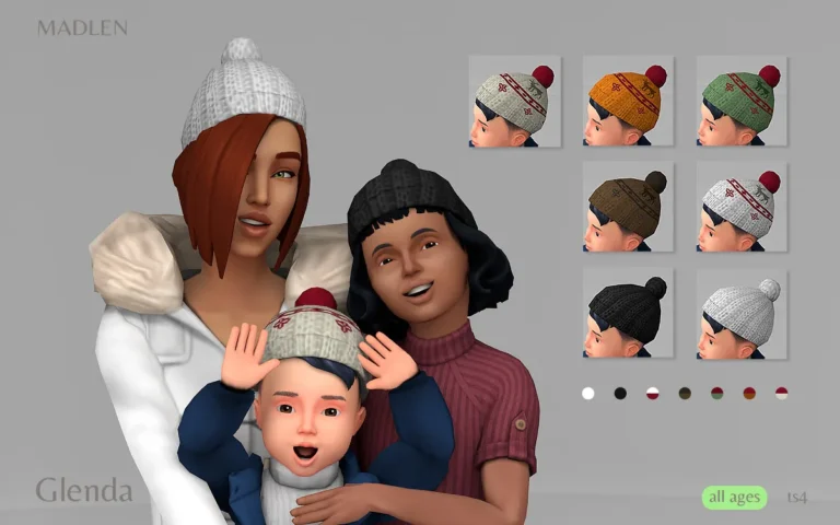 Vista previa de Madlen glenda hats winter caps for your simmies, accesorios de madlensims para Los Sims 4.