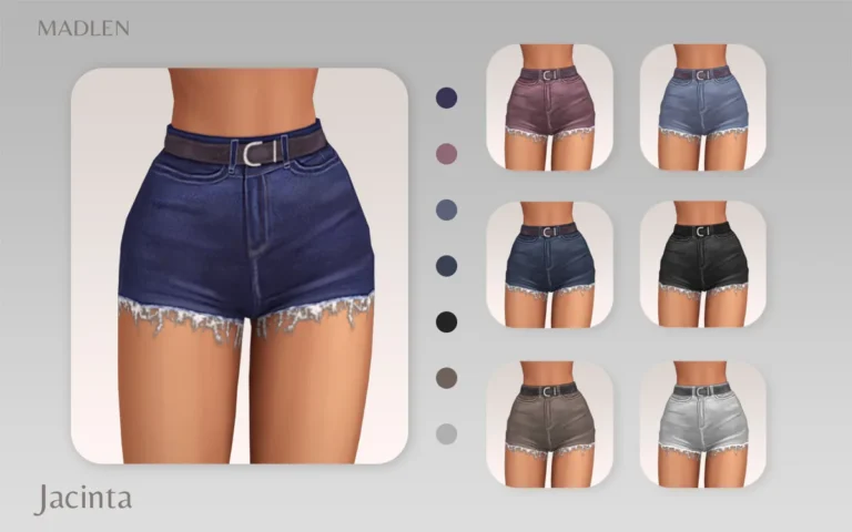 Vista previa de Madlen jacinta shorts cute new denim shorts with, ropa de madlensims para Los Sims 4.