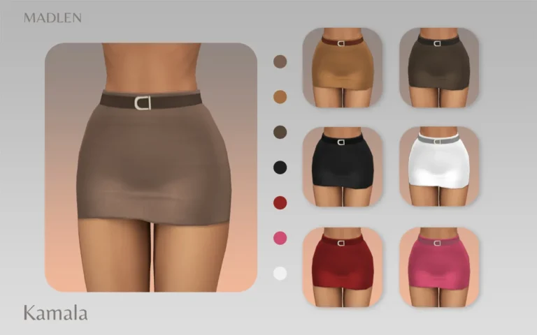 Vista previa de Madlen kamala falda new high waist mini falda, ropa de madlensims para Los Sims 4.