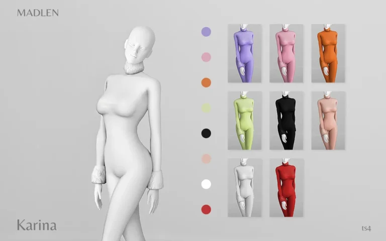 Vista previa de Madlen karina jumpsuit tight winter jumpsuit, ropa de madlensims para Los Sims 4.