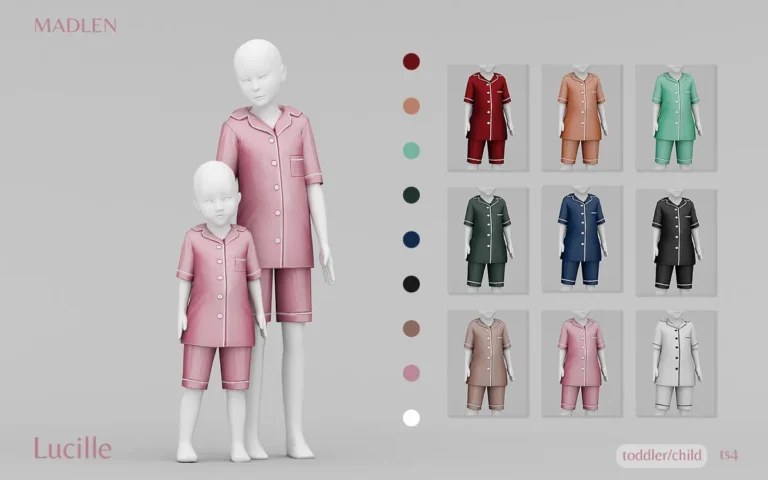 Vista previa de Madlen lucille pyjamas its sleepy time cute, ropa de madlensims para Los Sims 4.