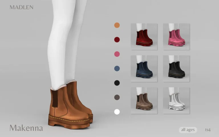 Vista previa de Madlen makenna boots new platform boots with a, zapatos de madlensims para Los Sims 4.