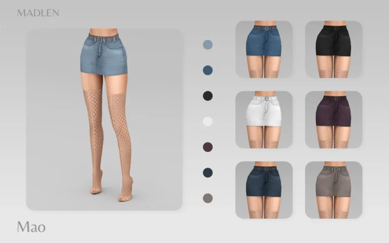 Vista previa de Madlen mao falda short denim falda for your, ropa de madlensims para Los Sims 4.