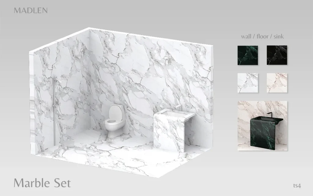 Vista previa de Madlen marble set while playing in build mode i, construir y comprar de madlensims para Los Sims 4.