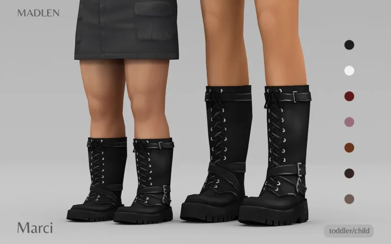 Vista previa de Madlen marci boots toddlerchild previously, zapatos de madlensims para Los Sims 4.