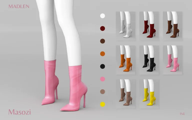 Vista previa de Madlen masozi boots sleek high heel leather, zapatos de madlensims para Los Sims 4.