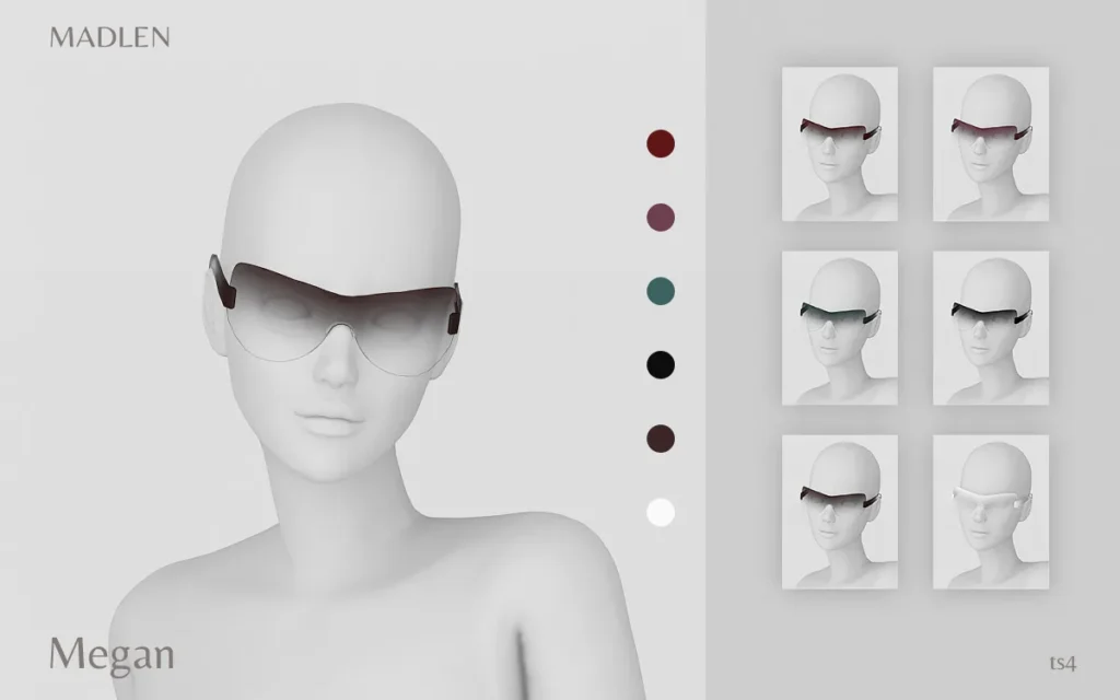 Vista previa de Madlen megan sunglasses rimless sunglasses with, accesorios de madlensims para Los Sims 4.