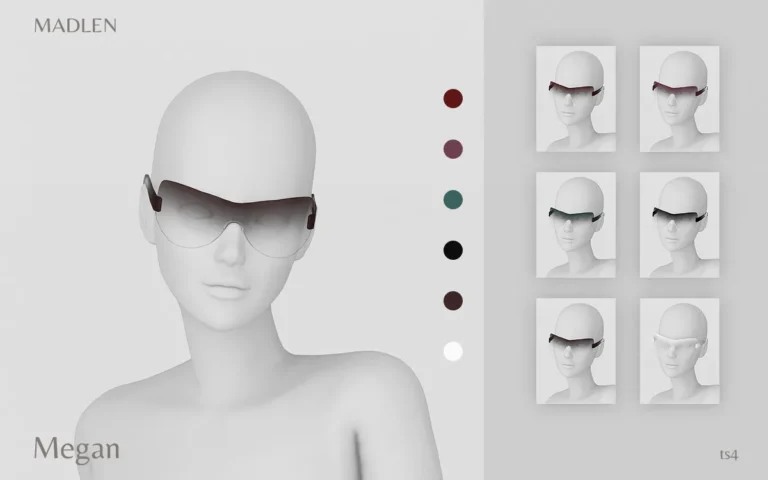 Vista previa de Madlen megan sunglasses rimless sunglasses with, accesorios de madlensims para Los Sims 4.