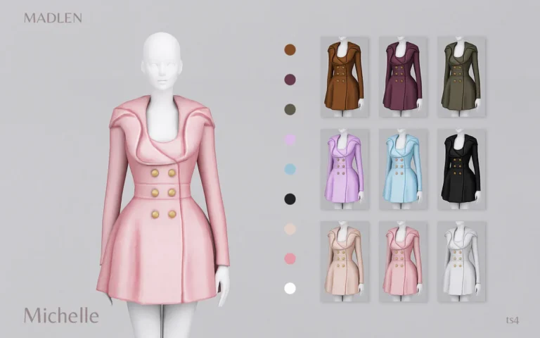 Vista previa de Madlen michelle coat be ultra sophisticated and, ropa de madlensims para Los Sims 4.