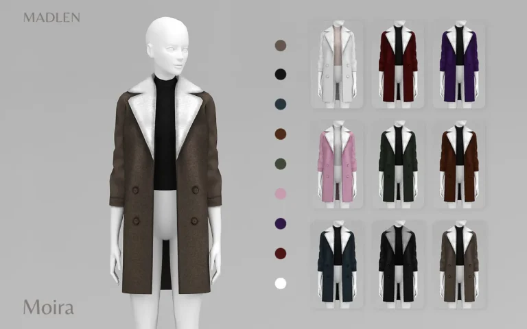 Vista previa de Madlen moira coat with fur this is a fur version, ropa de madlensims para Los Sims 4.