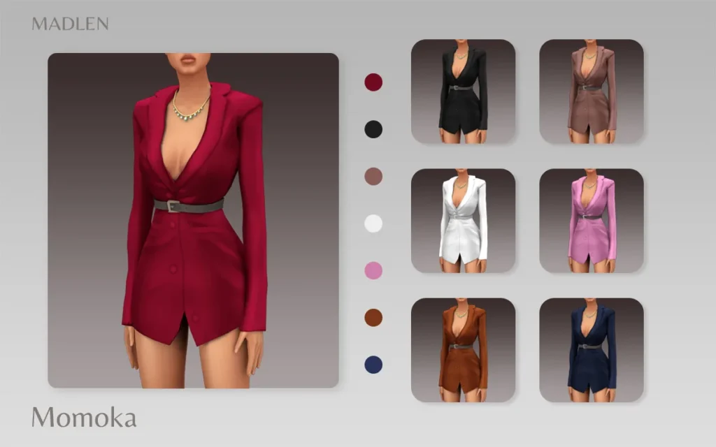 Vista previa de Madlen momoka vestido casual yet stylish perfect, ropa de madlensims para Los Sims 4.