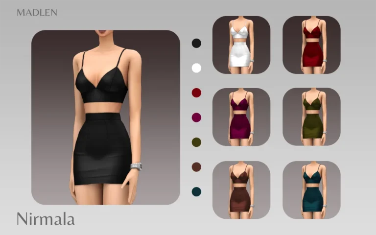 Vista previa de Madlen nirmala conjunto new satin conjunto for your, ropa de madlensims para Los Sims 4.