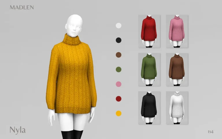 Vista previa de Madlen nyla vestido oversized sweater vestido made out, ropa de madlensims para Los Sims 4.
