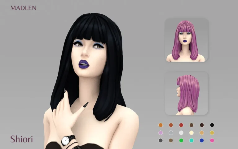 Vista previa de Madlen shiori hairstyle new hairstyle for your, cabello de madlensims para Los Sims 4.