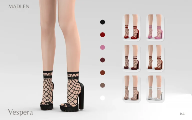 Vista previa de Madlen vespera zapatos new super high thick heels, zapatos de madlensims para Los Sims 4.
