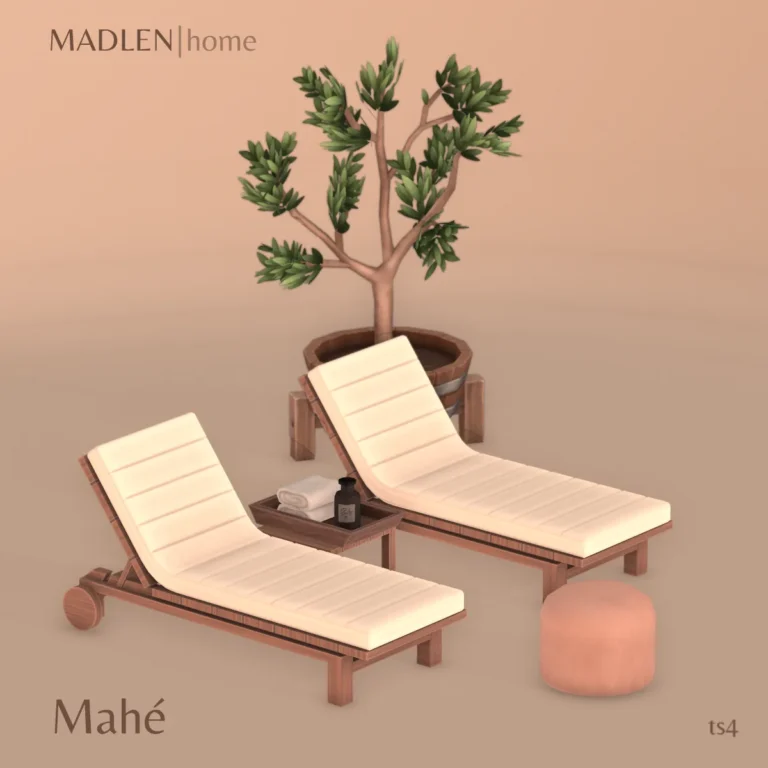 Vista previa de Mahé lounge set this amazing outdoor pool lounge, muebles de madlensims para Los Sims 4.