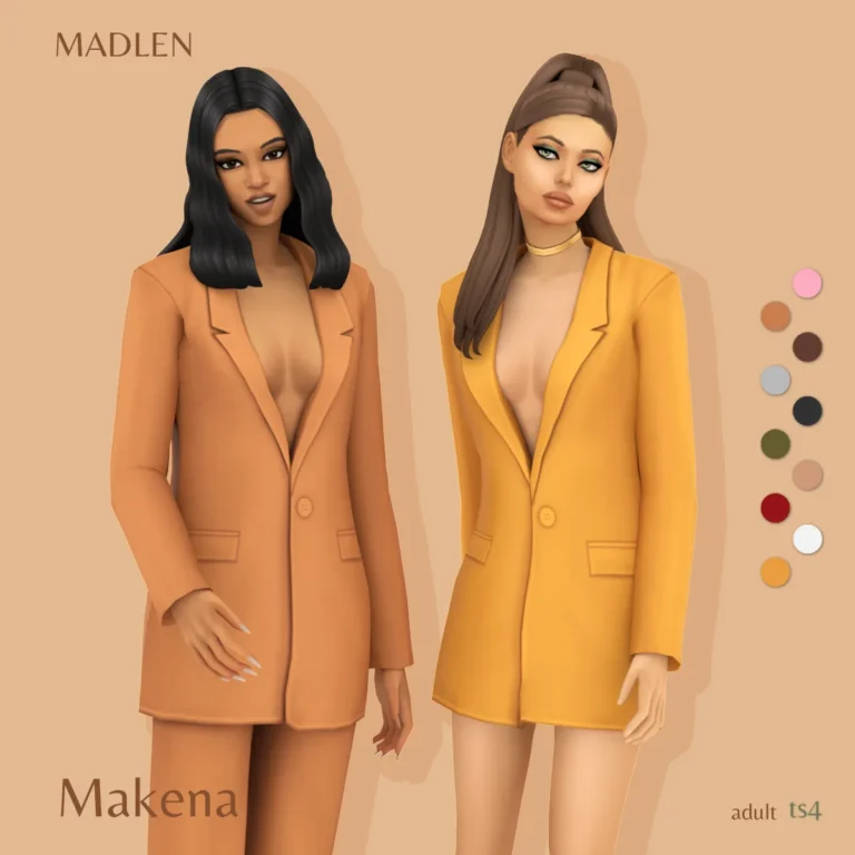 Vista previa de Makena conjunto oversized stylish blazers in two, ropa de madlensims para Los Sims 4.