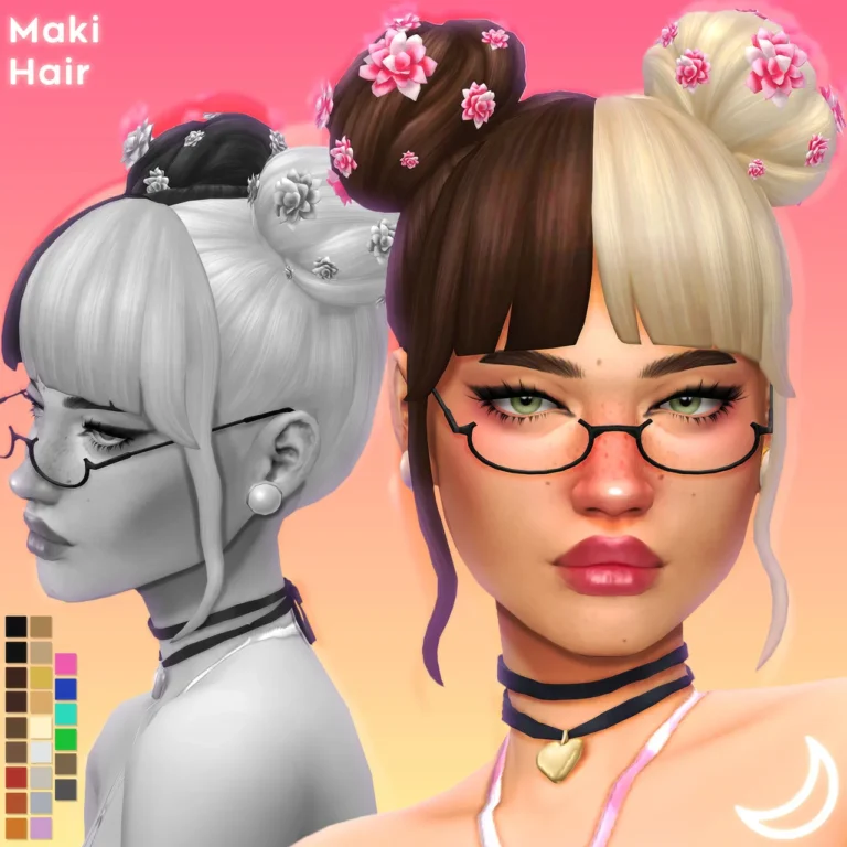 Vista previa de MAKI cabello BY IMVIKAI, cabello de imvikai para Los Sims 4.