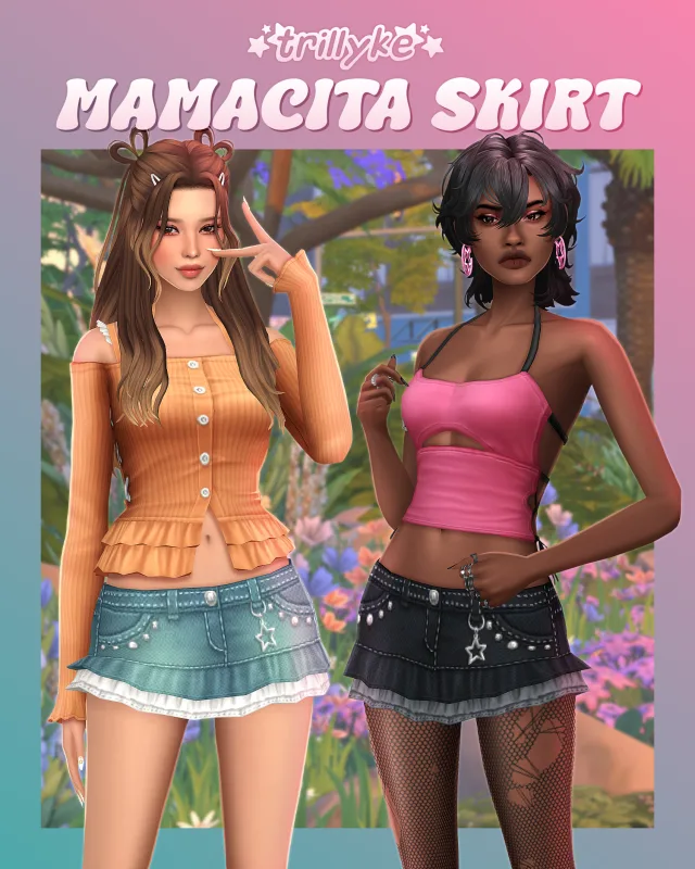 Vista previa de Mamacita falda, ropa de trillyke para Los Sims 4.