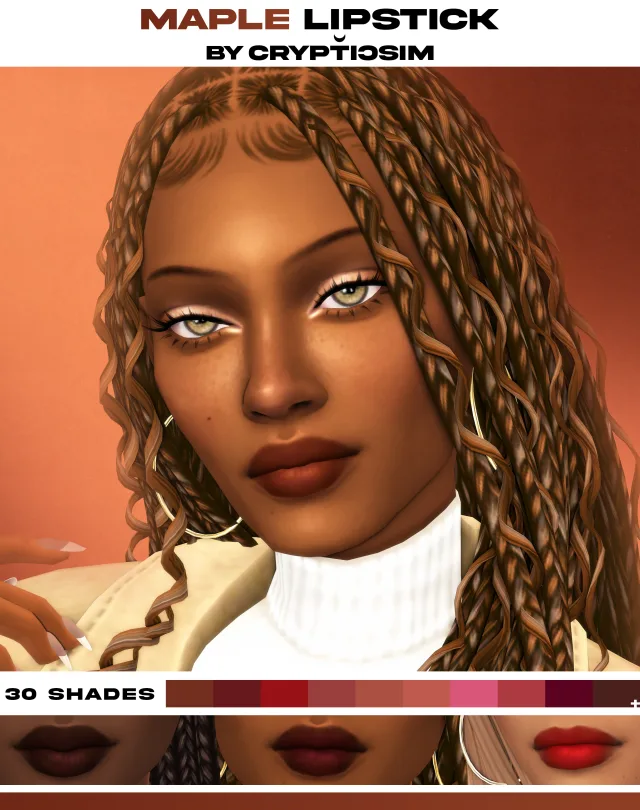 Vista previa de Maple labial, maquillaje de crypticsim para Los Sims 4.
