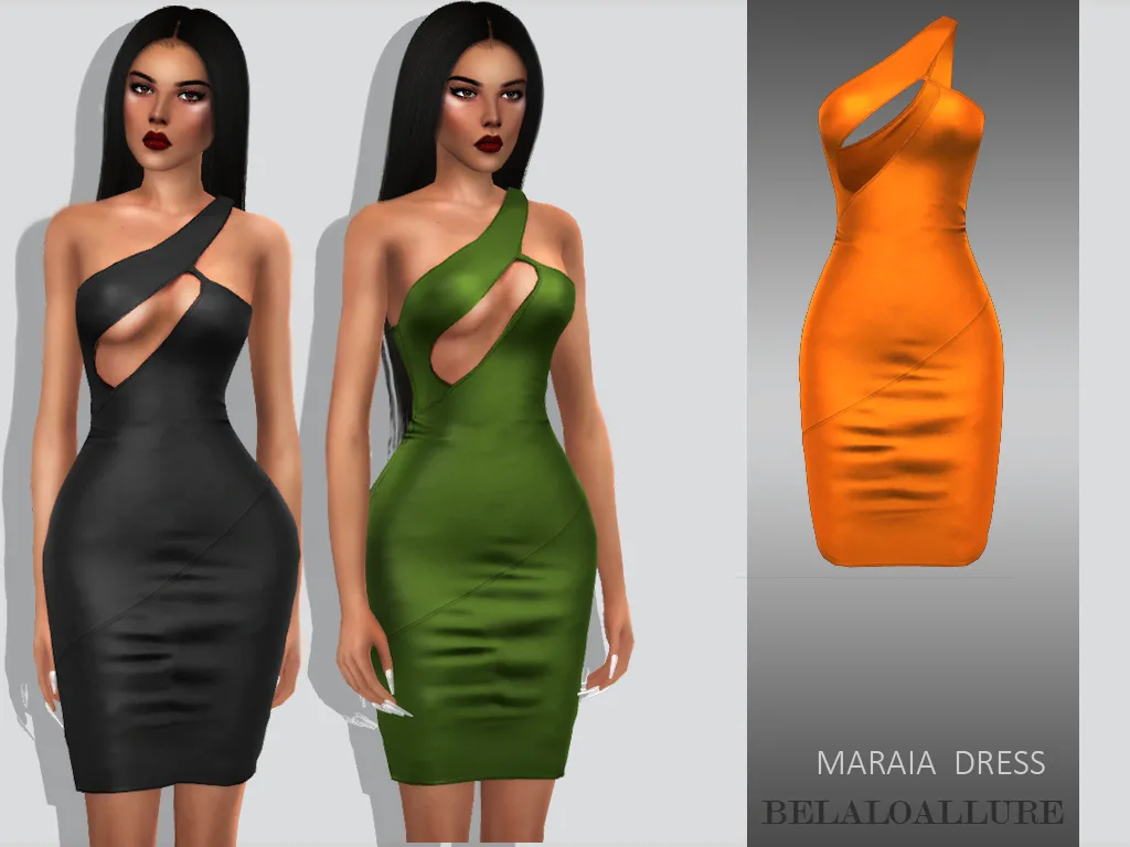 Vista previa de Maraia vestido, ropa de belaloallure3 para Los Sims 4.