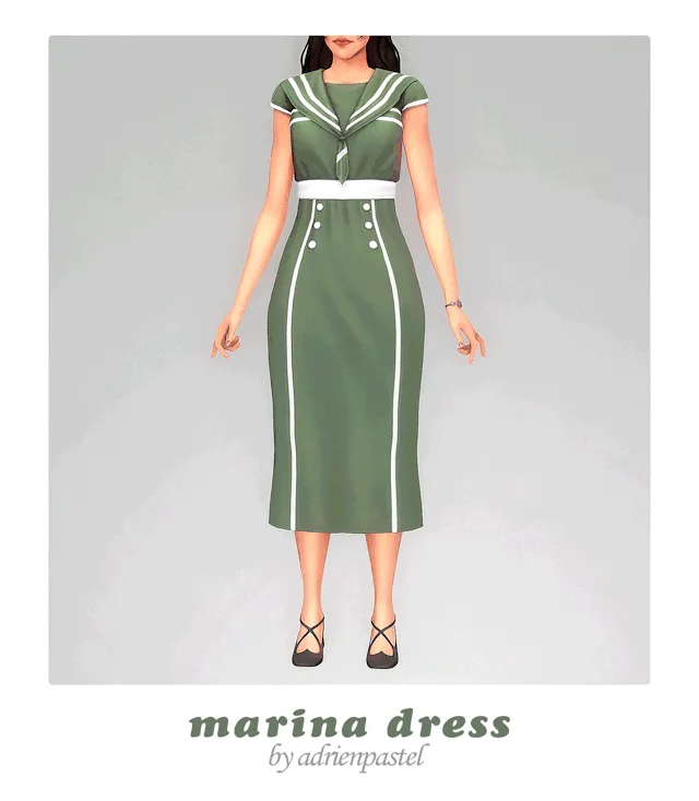 Vista previa de Marina vestido, ropa de its-adrienpastel para Los Sims 4.