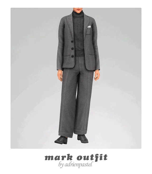 Vista previa de Mark conjunto, ropa de its-adrienpastel para Los Sims 4.