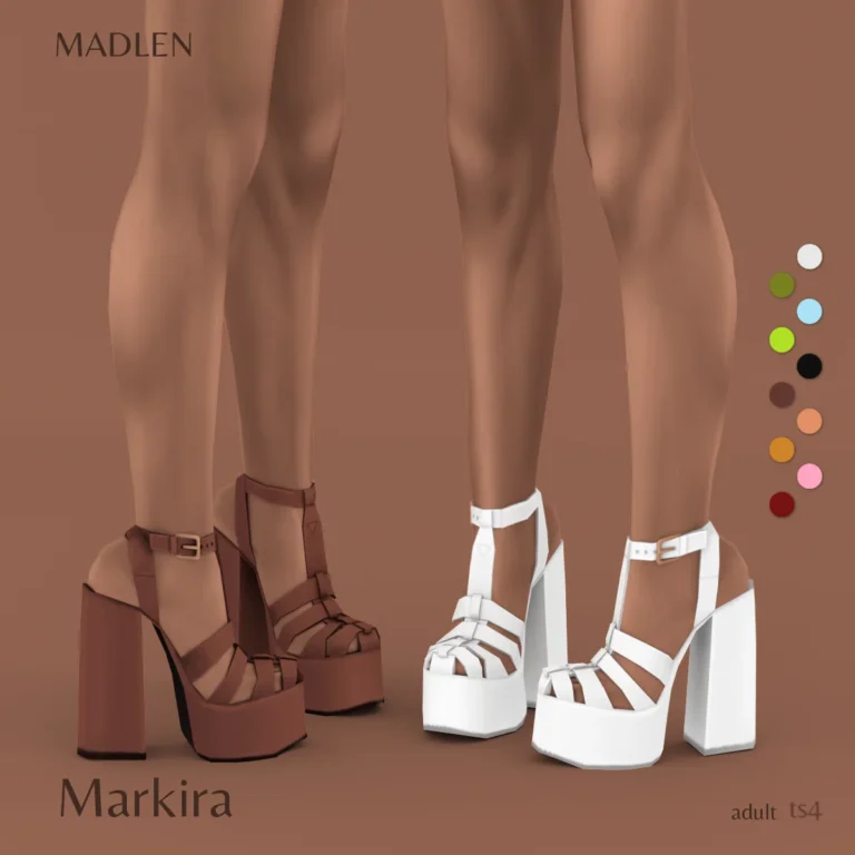 Vista previa de Markira zapatos these high heeled platform, zapatos de madlensims para Los Sims 4.