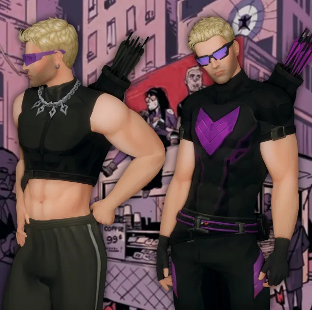 Vista previa de Marvel Hawkeye CC Set - 10 ITEMS, crear un sim de jessiminesims para Los Sims 4.