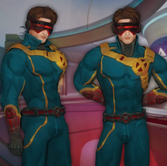 Vista previa de Marvel Rivals Cyclops CC SET - 4 ITEMS, crear un sim de jessiminesims para Los Sims 4.